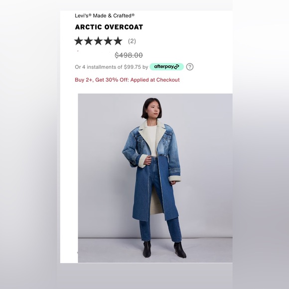 🌶️🔥RARE LEVI’s ARCTIC OVERCOAT Sherpa Denim Trench Coat #ski - Picture 6 of 6